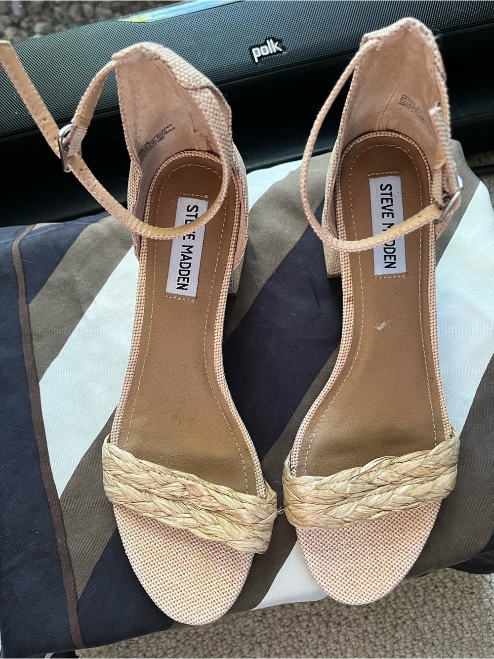 Steve Madden Blush Pink Braided Espadrille Ankle-Strap Wedges